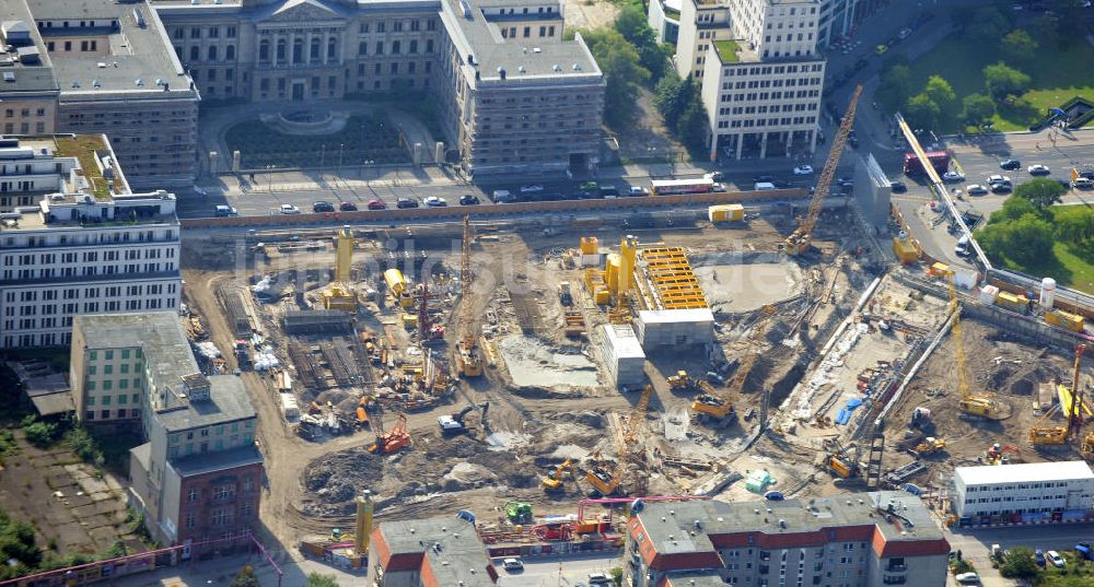 Berlin Mitte aus der Vogelperspektive: Neubau auf dem Wertheim Areal am Leipziger Platz in Berlin - Mitte