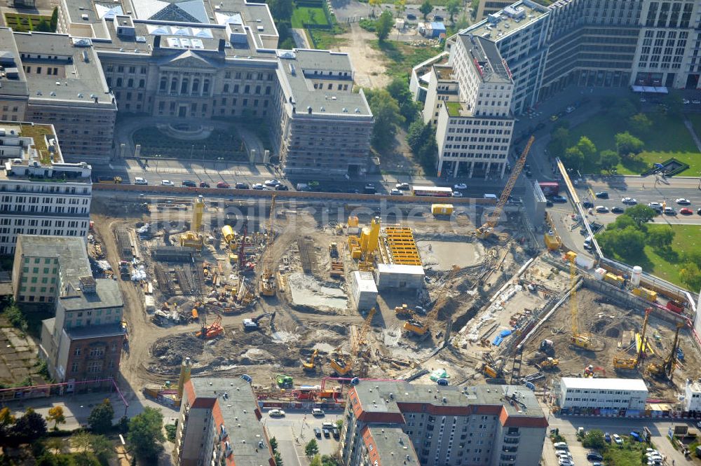 Luftbild Berlin Mitte - Neubau auf dem Wertheim Areal am Leipziger Platz in Berlin - Mitte