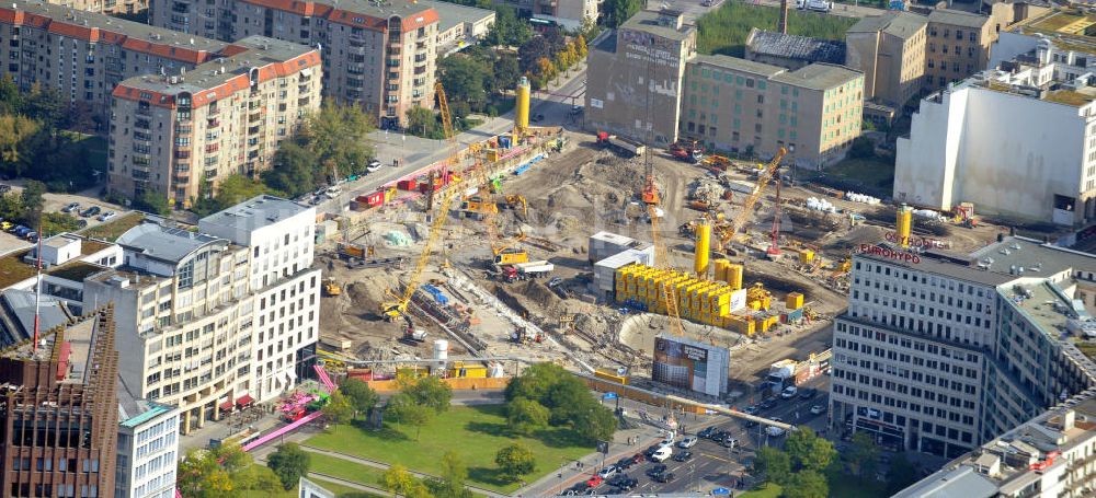 Luftaufnahme Berlin Mitte - Neubau auf dem Wertheim Areal am Leipziger Platz in Berlin - Mitte