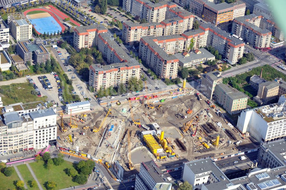 Berlin Mitte aus der Vogelperspektive: Neubau auf dem Wertheim Areal am Leipziger Platz in Berlin - Mitte