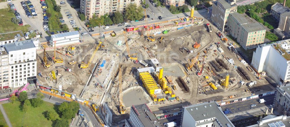 Luftbild Berlin Mitte - Neubau auf dem Wertheim Areal am Leipziger Platz in Berlin - Mitte