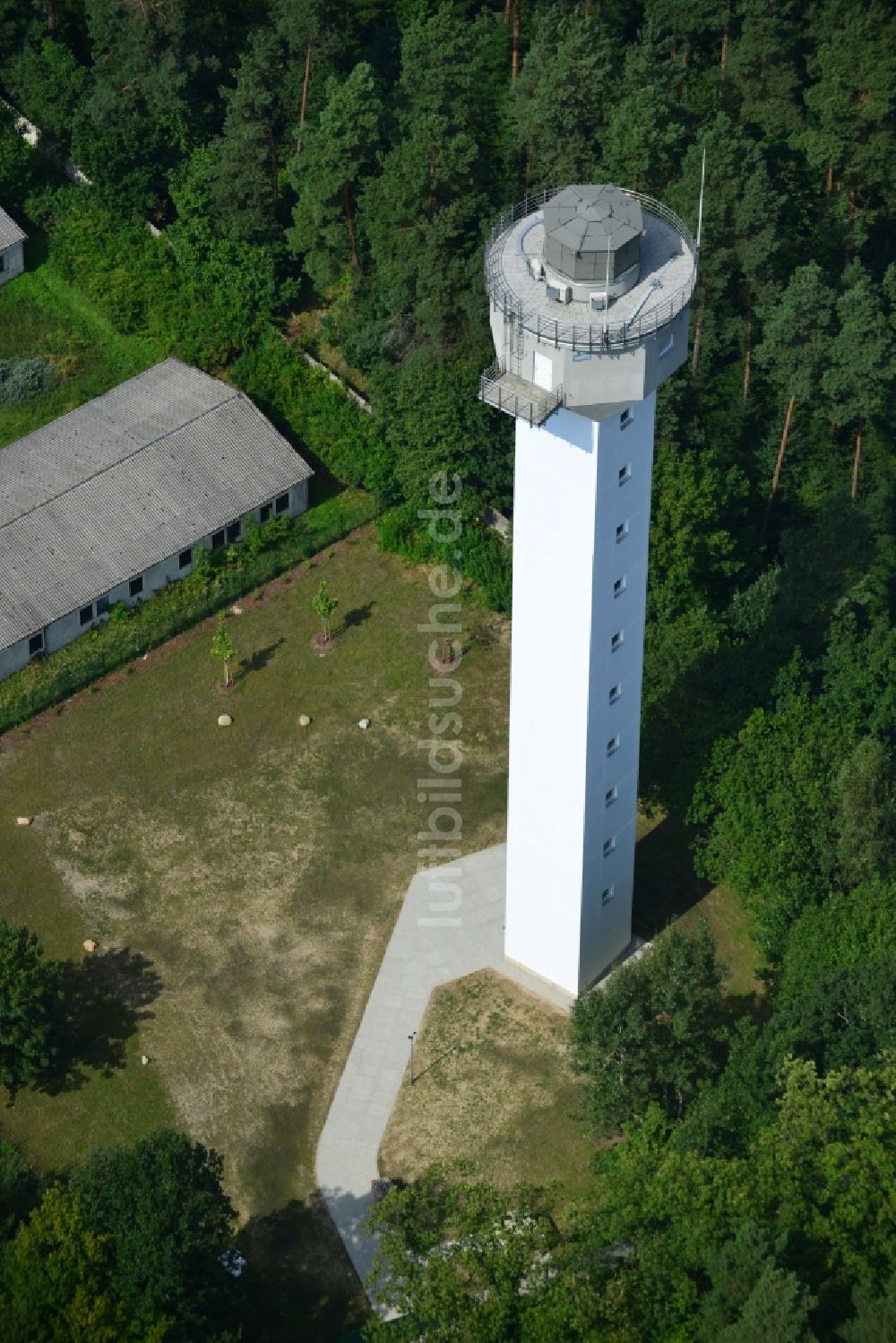 Luftbild PRÖTZEL OT Heidekrug - Neubau des Wetterradarturmes des DWD Deutscher Wetterdienst auf dem Gelände der ehemaligen Kaserne Heidekrug