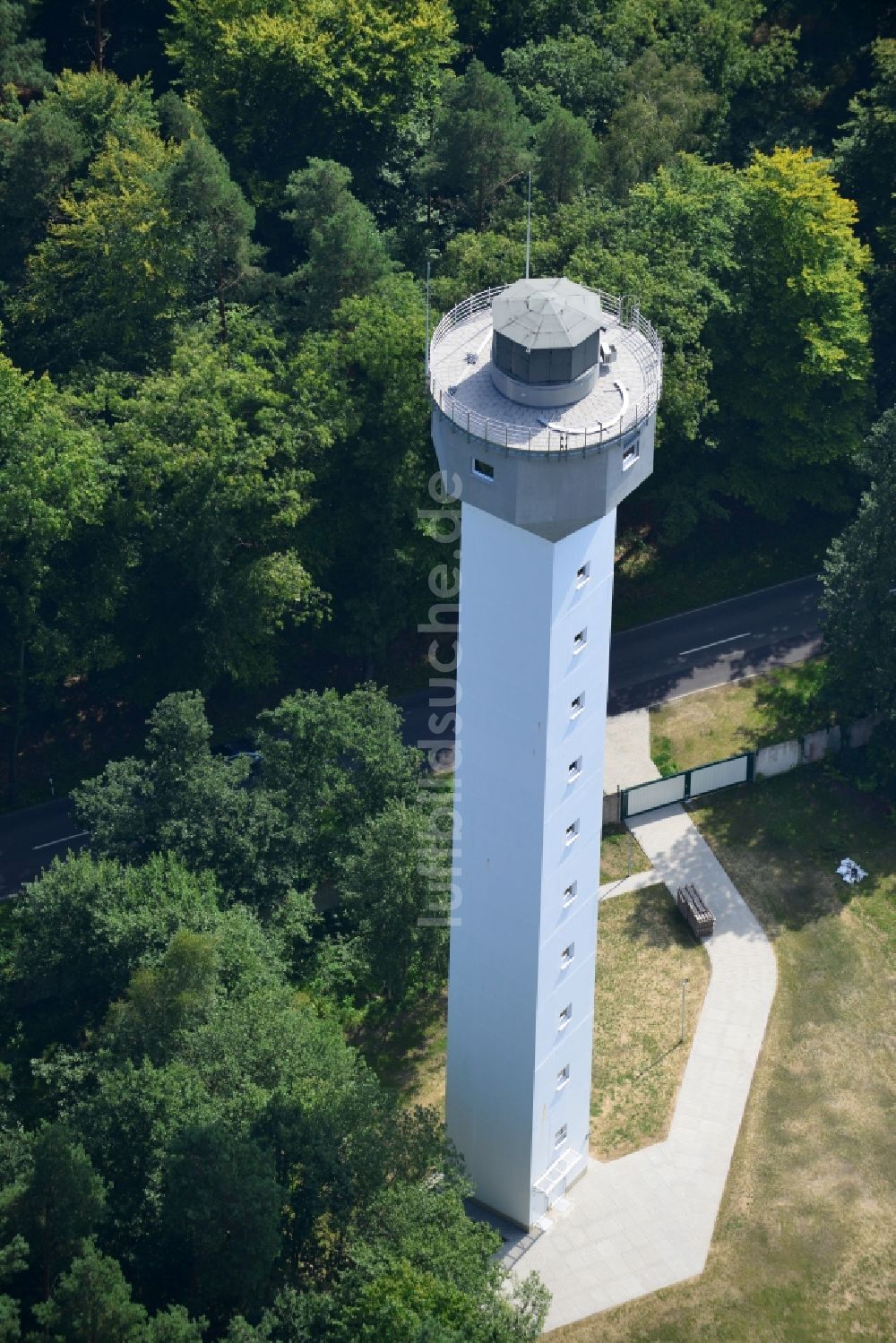 PRÖTZEL OT Heidekrug von oben - Neubau des Wetterradarturmes des DWD Deutscher Wetterdienst auf dem Gelände der ehemaligen Kaserne Heidekrug