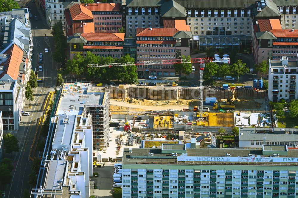 Luftbild Leipzig - Neubau Wohn- und Geschäftshaus im Ortsteil Zentrum in Leipzig im Bundesland Sachsen, Deutschland