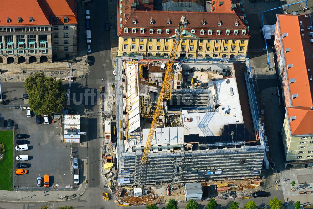 Luftaufnahme Dresden - Neubau Wohn- und Geschäftshaus Quartier Ringstraße im Ortsteil Altstadt in Dresden im Bundesland Sachsen, Deutschland