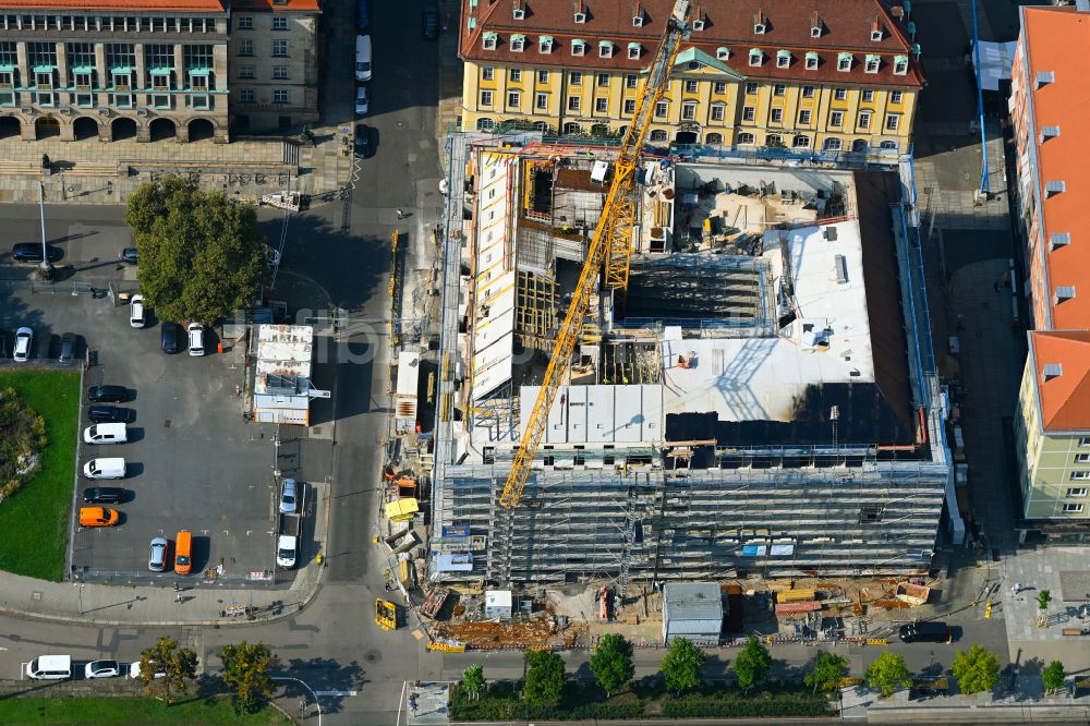 Dresden von oben - Neubau Wohn- und Geschäftshaus Quartier Ringstraße im Ortsteil Altstadt in Dresden im Bundesland Sachsen, Deutschland