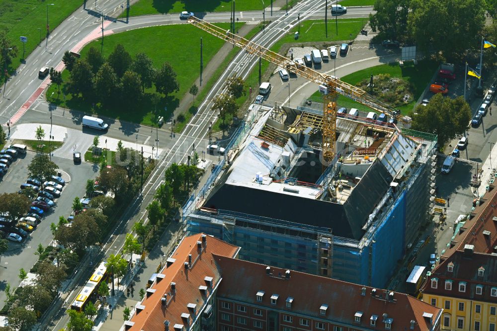 Dresden von oben - Neubau Wohn- und Geschäftshaus Quartier Ringstraße im Ortsteil Altstadt in Dresden im Bundesland Sachsen, Deutschland