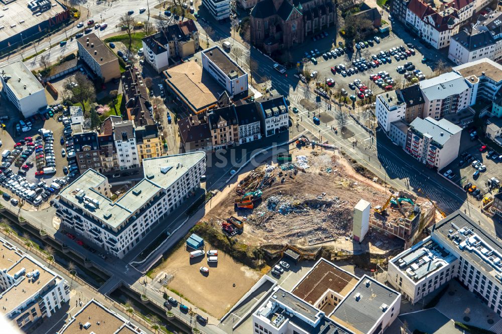 Dortmund aus der Vogelperspektive: Neubau Wohn- und Geschäftshaus Stiftsquartier im Ortsteil Hörde in Dortmund im Bundesland Nordrhein-Westfalen, Deutschland