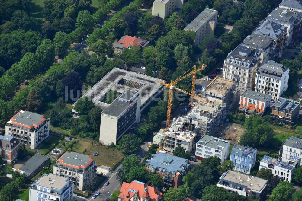 Leipzig aus der Vogelperspektive: Neubau- Wohnanlage mit modernen Stadthäusern und Mehrfamilienhäusern an der Schwägerichenstraße in Leipzig im Bundesland Sachsen