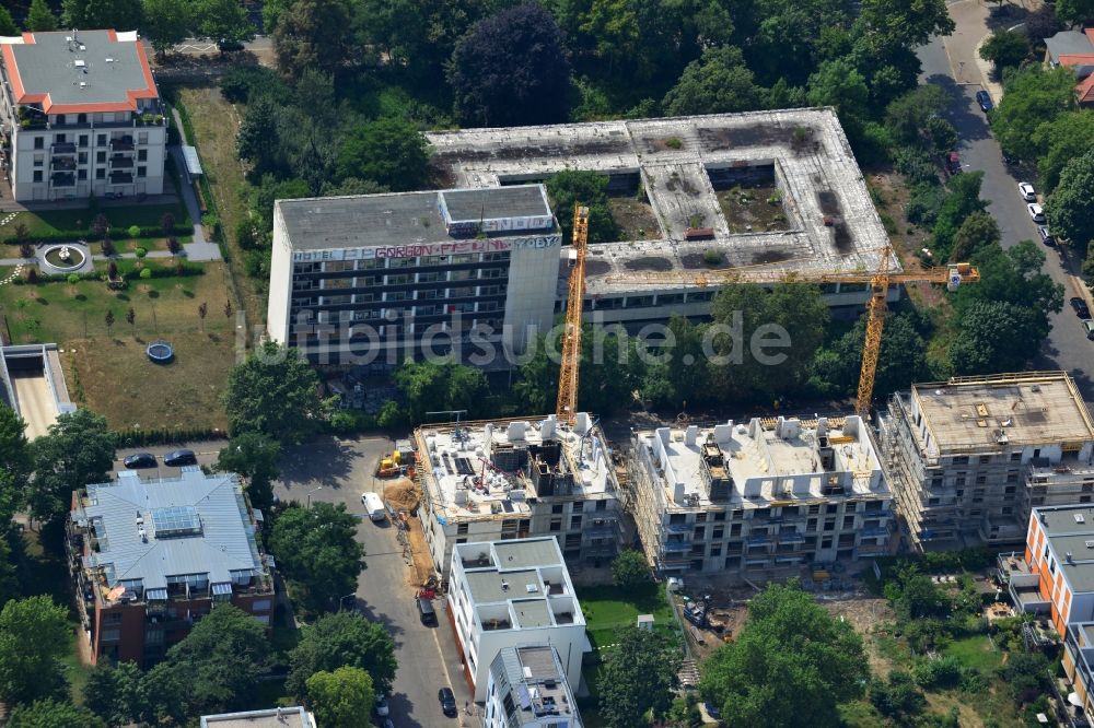 Luftbild Leipzig - Neubau- Wohnanlage mit modernen Stadthäusern und Mehrfamilienhäusern an der Schwägerichenstraße in Leipzig im Bundesland Sachsen