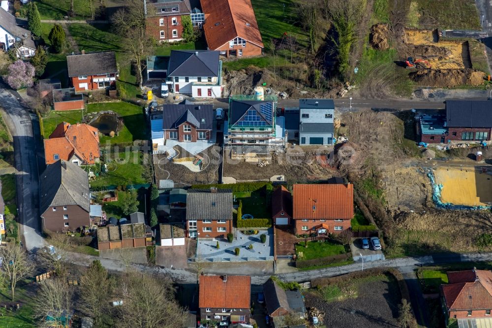 Hamm aus der Vogelperspektive: Neubau- Wohngebiet einer Einfamilienhaus- Siedlung in Hamm im Bundesland Nordrhein-Westfalen, Deutschland