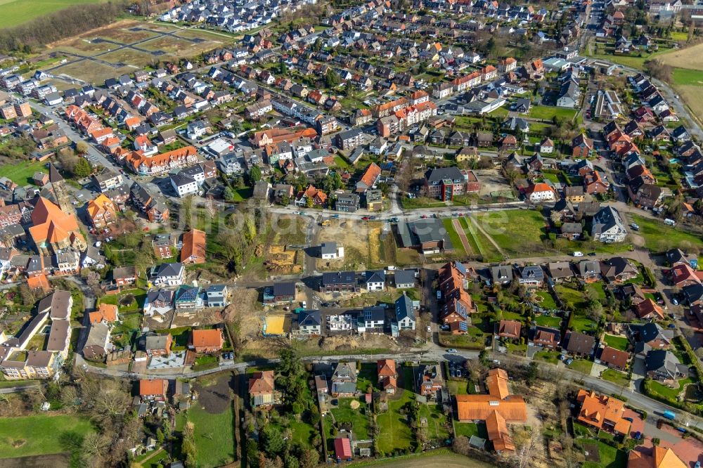 Luftaufnahme Hamm - Neubau- Wohngebiet einer Einfamilienhaus- Siedlung in Hamm im Bundesland Nordrhein-Westfalen, Deutschland