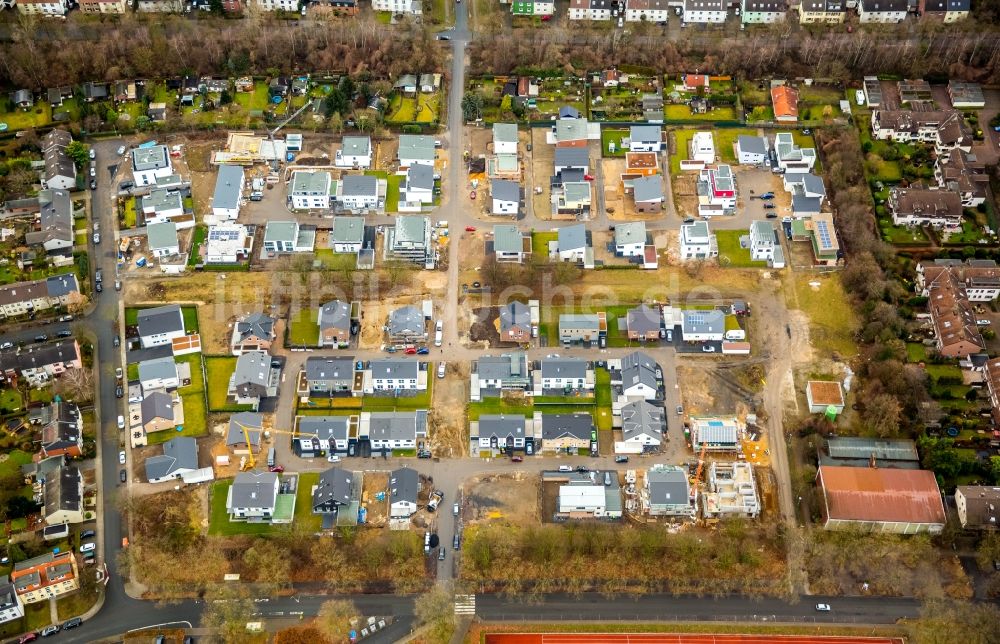 Oberhausen von oben - Neubau- Wohngebiet einer Einfamilienhaus- Siedlung in Oberhausen im Bundesland Nordrhein-Westfalen