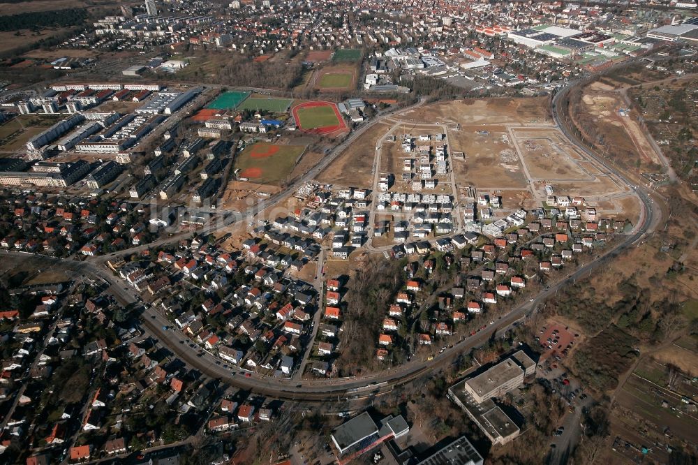 Mainz von oben - Neubau- Wohngebiet Gonsbachterassen in Mainz im Bundesland Rheinland-Pfalz