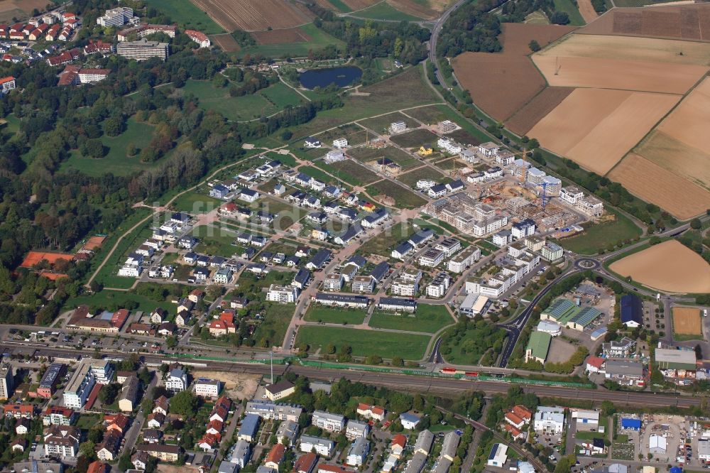 Bad Krozingen von oben - Neubau- Wohngebiet Kurgarten in Bad Krozingen im Bundesland Baden-Württemberg