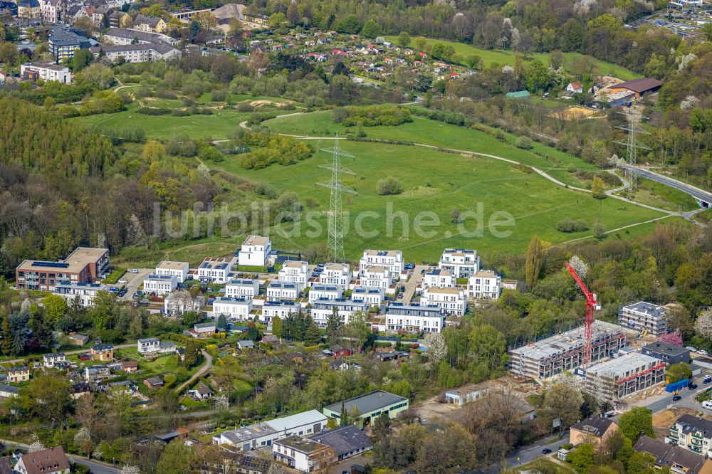 Luftbild Bochum - Neubau- Wohngebiet einer Reihenhaus- Siedlung Am alten Sägewerk im Ortsteil Weitmar in Bochum im Bundesland Nordrhein-Westfalen, Deutschland