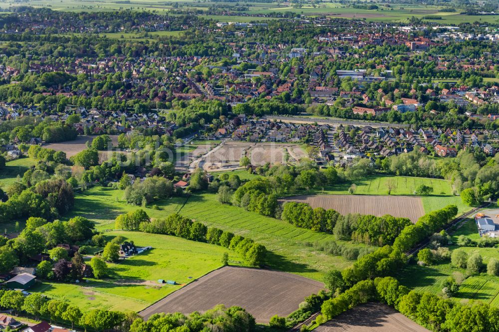 Luftbild Stade - Neubau- Wohngebiet einer Reihenhaus- Siedlung in Stade im Bundesland Niedersachsen, Deutschland