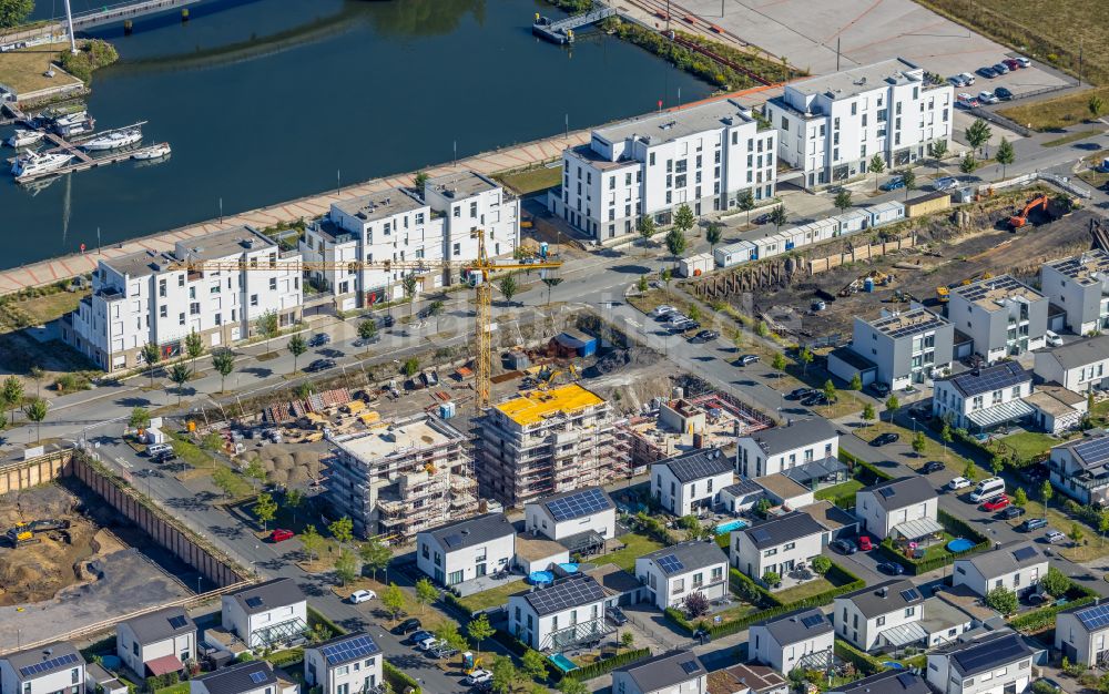 Gelsenkirchen von oben - Neubau- Wohngebiet mit Stadtquartieren am Rhein-Herne-Kanal in Gelsenkirchen im Bundesland Nordrhein-Westfalen NRW