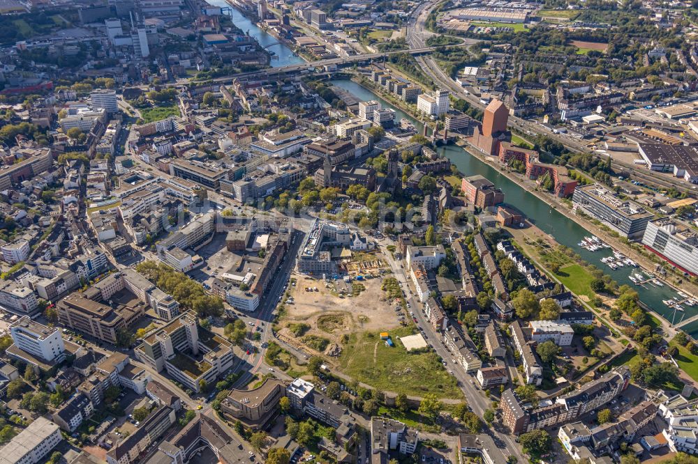 Duisburg von oben - Neubau Wohnquartier mit Mehrfamilienhäusern und Wohn- und Geschäftshäusern Mercator Quartier Duisburg im Ortsteil Dellviertel in Duisburg im Bundesland Nordrhein-Westfalen, Deutschland