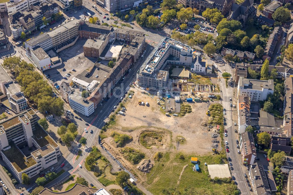 Duisburg aus der Vogelperspektive: Neubau Wohnquartier mit Mehrfamilienhäusern und Wohn- und Geschäftshäusern Mercator Quartier Duisburg im Ortsteil Dellviertel in Duisburg im Bundesland Nordrhein-Westfalen, Deutschland