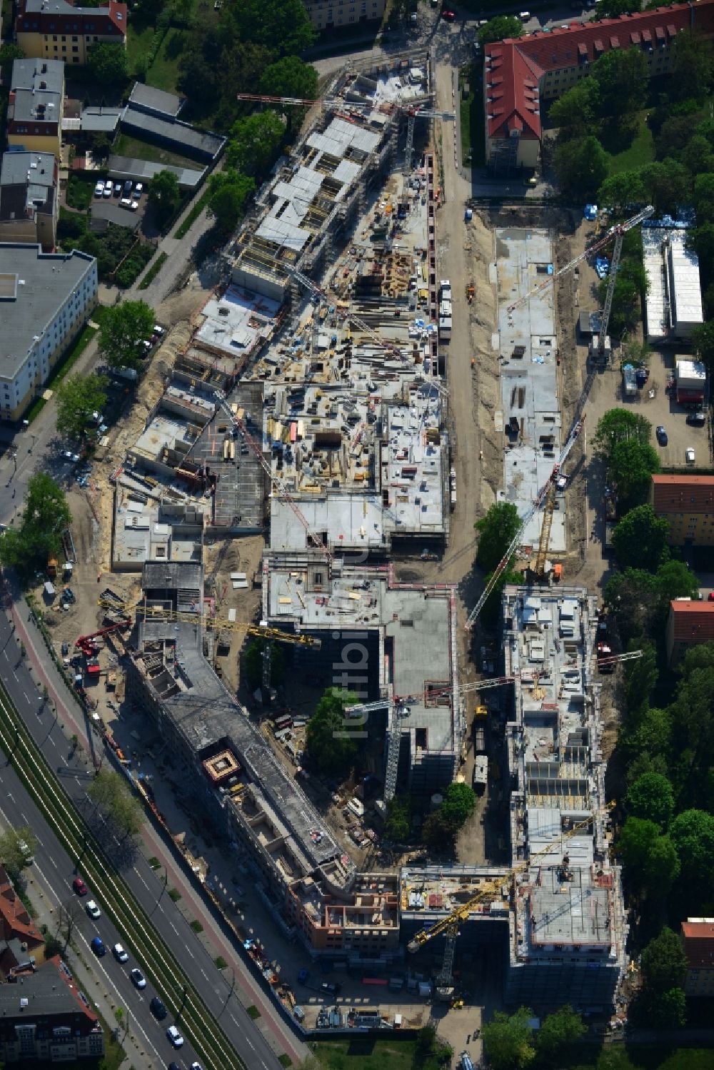 Berlin OT Karlshorst von oben - Neubau eines Wohnquartiers Treskow-Höfe im Ortsteil Karlshorst in Berlin