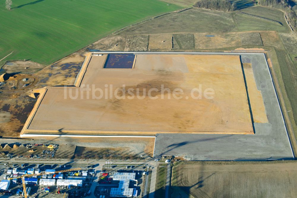 Luftaufnahme Dresden - Neubaufläche des Werksgelände einer Halbleiter- und Chipfabrik der ESMC - European Semiconductor Manufacturing Company in Dresden im Bundesland Sachsen, Deutschland