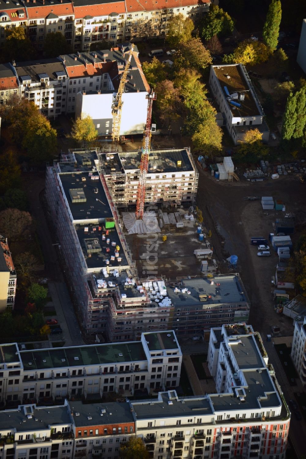 Luftaufnahme Berlin - Neubaugebiet an den Floragärten zwischen Florastraße und Gaillardstraße in Berlin - Pankow