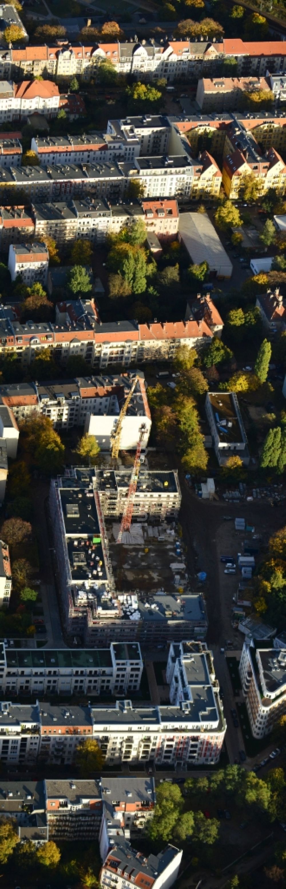 Luftaufnahme Berlin - Neubaugebiet an den Floragärten zwischen Florastraße und Gaillardstraße in Berlin - Pankow