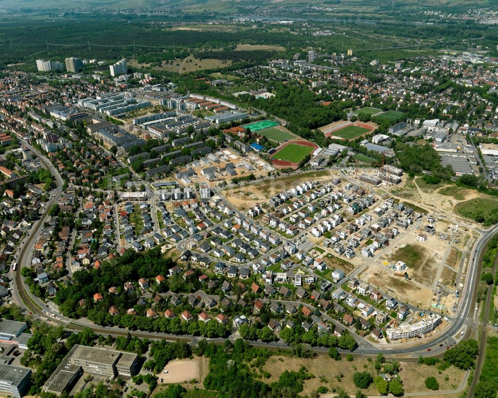 Mainz von oben - Neubaugebiet und Wohnhausanlagen im Stadtteil Gonsenheim in Mainz im Bundesland Rheinland-Pfalz