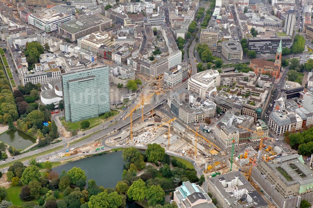 Luftaufnahme Düsseldorf - Neubauprojekt Kö-Bogen in Düsseldorf im Bundesland Nordrhein-Westfalen