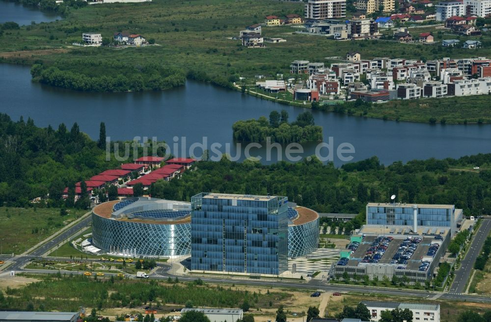 Luftbild Bukarest - Neubauprojekt des Büro- und Verwaltungskomplex Petrom City der an der Strada Coralilor in Bukarest in Rumänien