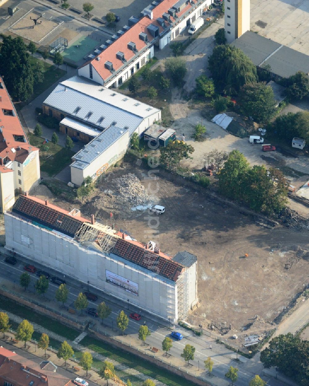 Potsdam von oben - Neubauprojekt Brockessches Palais in Potsdam im Bundesland Brandenburg