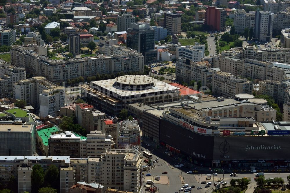 Bukarest von oben - Neubauprojekt eines Einkaufszentrums in Bukarest in Rumänien