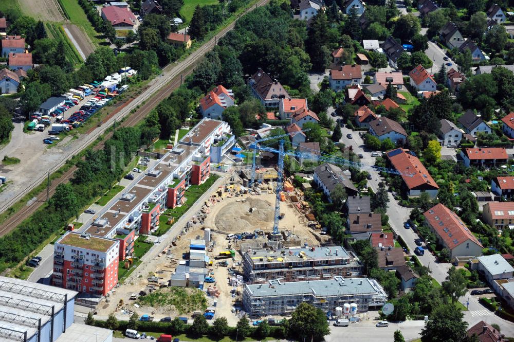 Luftbild München - Neubauprojekt Leben Pur in Aubing in München in Bayern