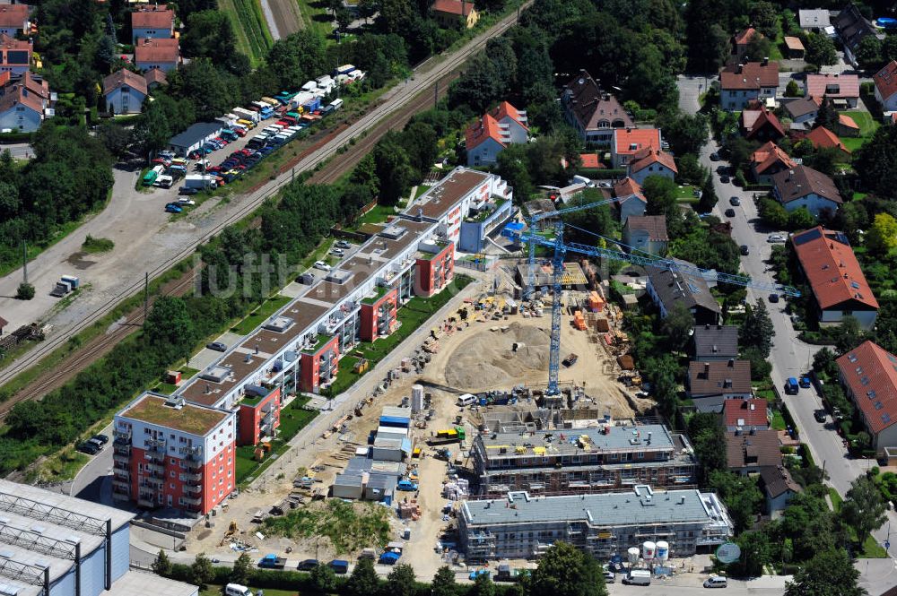 Luftaufnahme München - Neubauprojekt Leben Pur in Aubing in München in Bayern