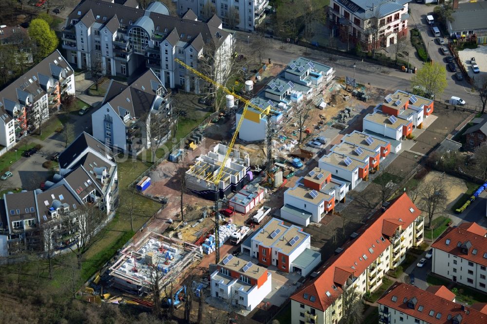 Luftaufnahme Magdeburg OT Buckau - Neubauprojekt Stadtvillen und Stadthäuser Porsestraße im Ortsteil Buckau in Magdeburg im Bundesland Sachsen-Anhalt