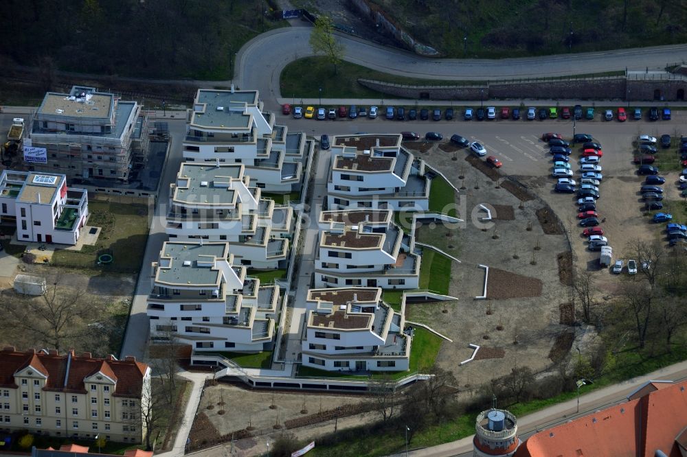 Luftaufnahme Magdeburg - Neubauprojekt Terrassenwohnen Elbbahnhof in Magdeburg im Bundesland Sachsen-Anhalt