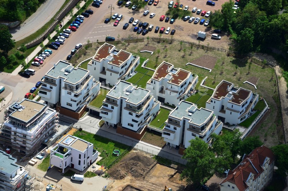 Luftbild Magdeburg - Neubauprojekt Terrassenwohnen Elbbahnhof in Magdeburg im Bundesland Sachsen-Anhalt