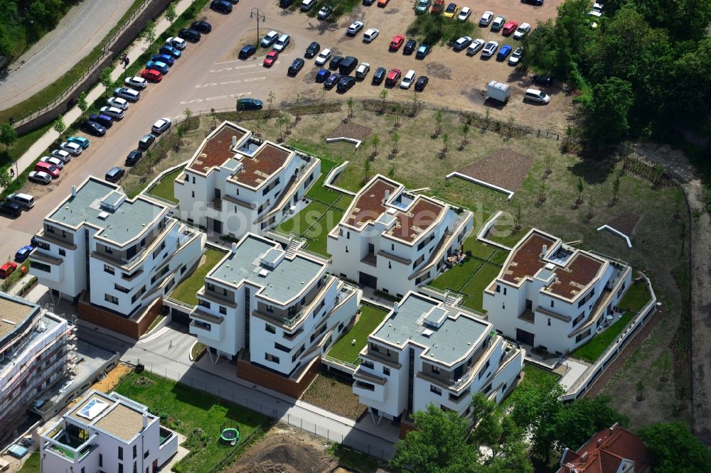 Luftaufnahme Magdeburg - Neubauprojekt Terrassenwohnen Elbbahnhof in Magdeburg im Bundesland Sachsen-Anhalt