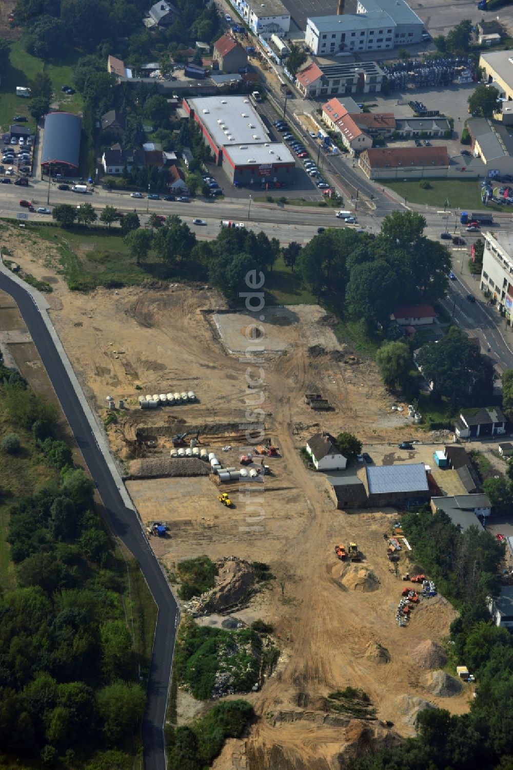 Berlin OT Mahlsdorf aus der Vogelperspektive: Neubauprojekt Wohnen im alten Mahlsdorf in Berlin