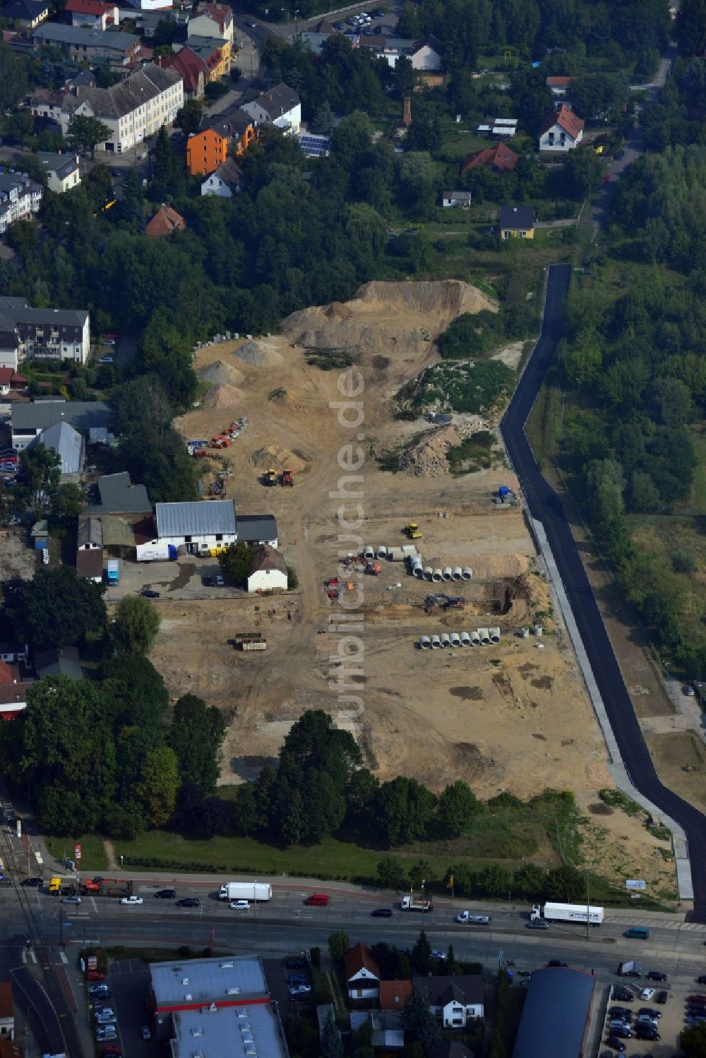 Berlin OT Mahlsdorf von oben - Neubauprojekt Wohnen im alten Mahlsdorf in Berlin