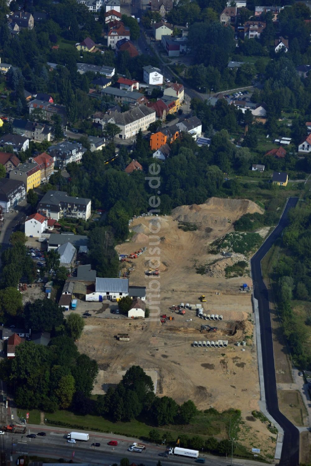 Berlin OT Mahlsdorf aus der Vogelperspektive: Neubauprojekt Wohnen im alten Mahlsdorf in Berlin