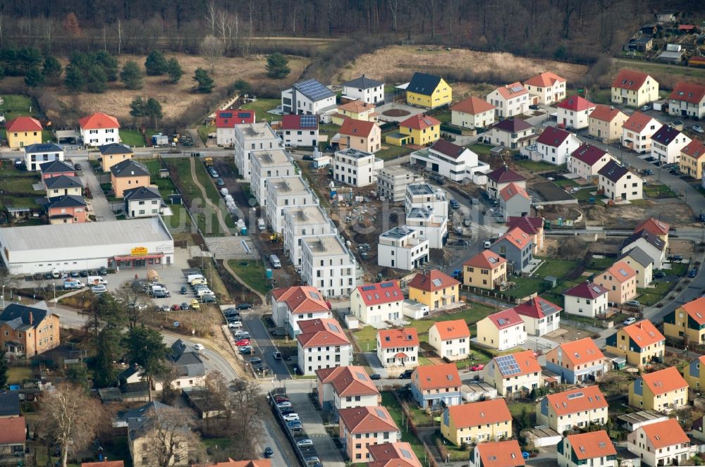 Radebeul von oben - Neubausiedlung im Stadtgebiet in Radebeul im Bundesland Sachsen