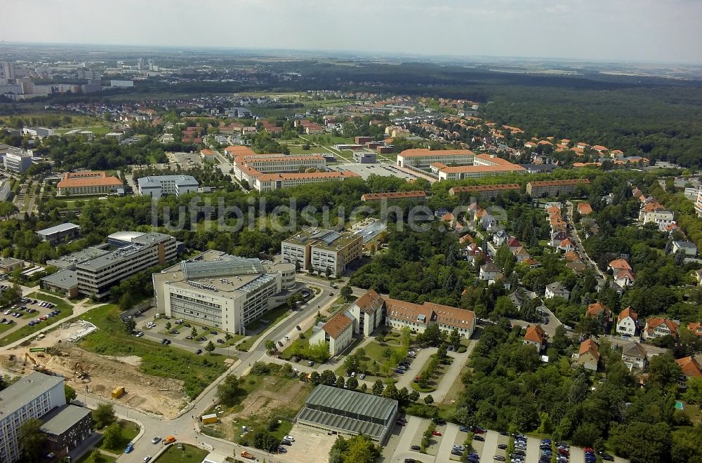 Luftaufnahme Halle (Saale) - Neubauten am Campus Heide Süd und am Technologiepark Weinberg Campus in Halle (Saale) im Bundesland Sachsen-Anhalt