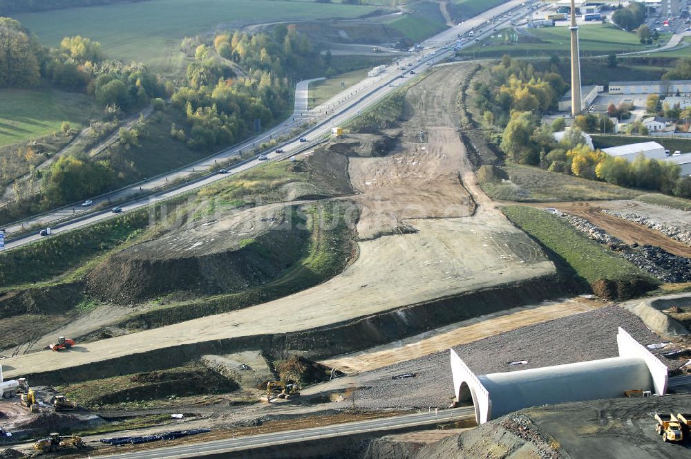 DEUBACHSHOF aus der Vogelperspektive: Neubautrasse der BAB A 4 - Umfahrung Hörselberge in Thüringen bei Deubachshof