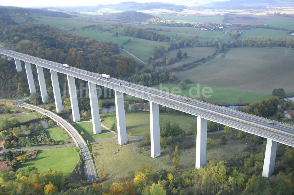 DEUBACHSHOF von oben - Neubautrasse der BAB A 4 - Umfahrung Hörselberge in Thüringen bei Deubachshof