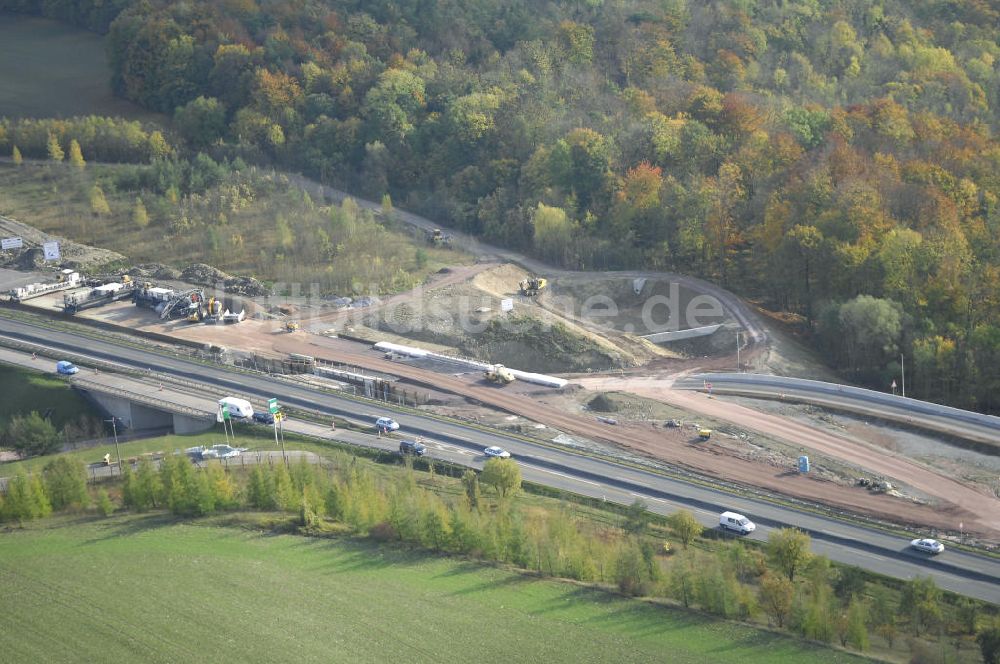 Luftbild DEUBACHSHOF - Neubautrasse der BAB A 4 - Umfahrung Hörselberge in Thüringen bei Deubachshof