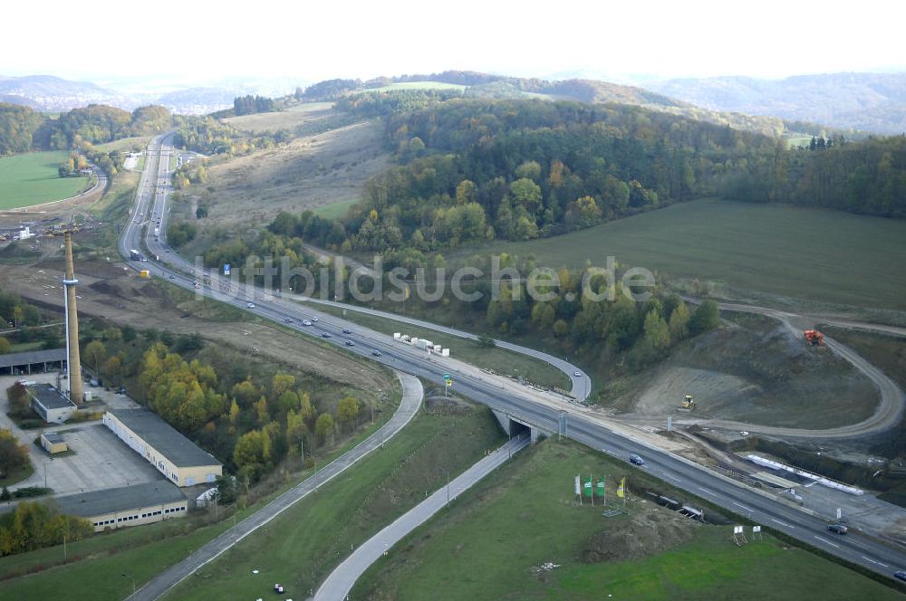 Luftaufnahme DEUBACHSHOF - Neubautrasse der BAB A 4 - Umfahrung Hörselberge in Thüringen bei Deubachshof