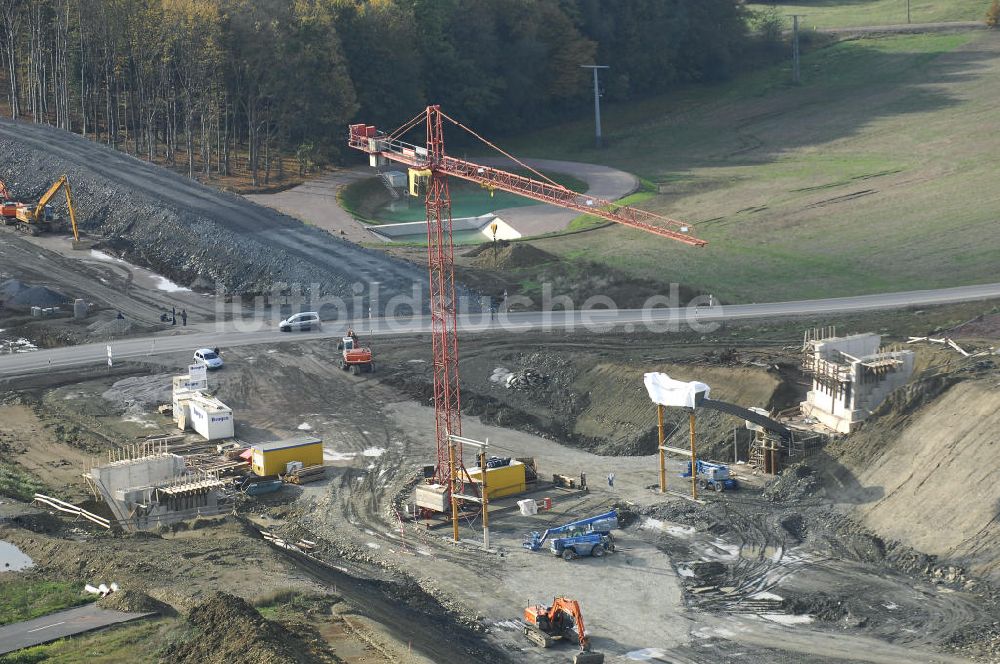 DEUBACHSHOF aus der Vogelperspektive: Neubautrasse der BAB A 4 - Umfahrung Hörselberge in Thüringen bei Deubachshof