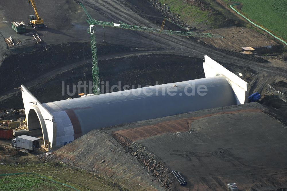 DEUBACHSHOF aus der Vogelperspektive: Neubautrasse der BAB A 4 - Umfahrung Hörselberge in Thüringen bei Deubachshof